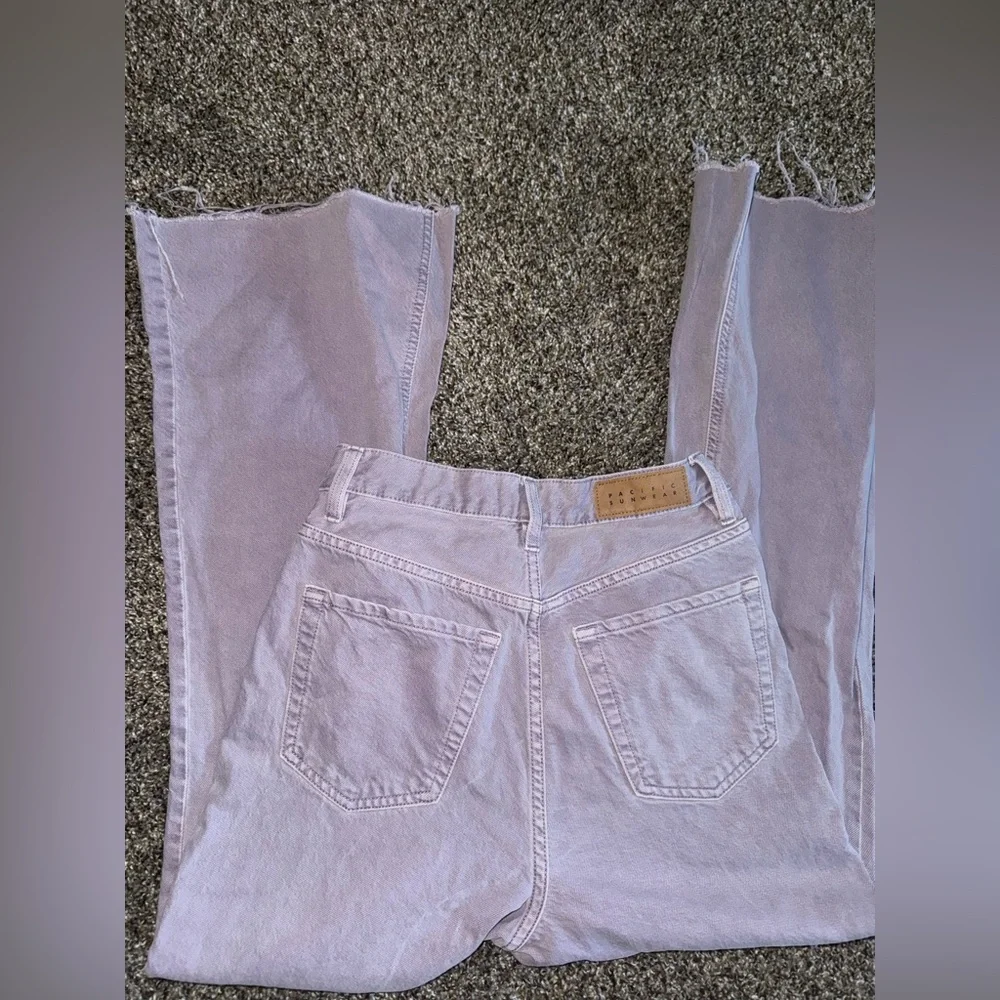 Y2K Lavender Low Rise Flare‎ Jeans Fairy Grunge Coquette Raw Hem